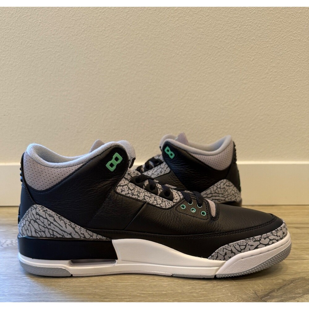 NWB AIR JORDAN 3 RETRO BLACK GREEN GLOW WOLF GREY Nike Men’s 12 CT8532-031 - Picture 7 of 15